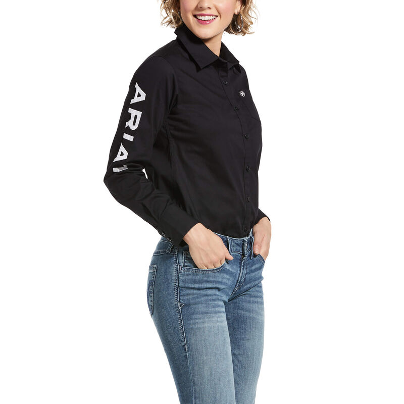 Ariat Western: Team Kirby Stretch Camisa Mujer - Negras (VWHRO4503)